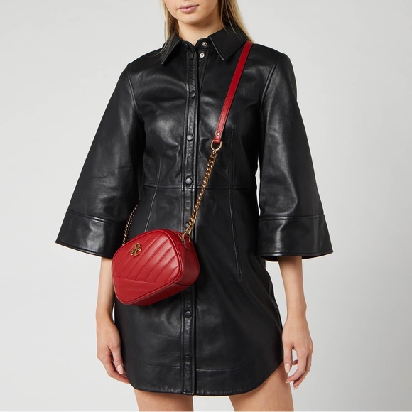 Tory Burch Kira Small Camera Bag Red NWT Gold Chain Link Strap - Picture 14 of 14